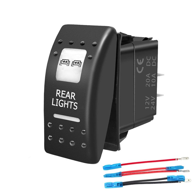 FXC LED Light Bar + Rear Lights Waterproof Rocker Switch On/Off 5 PIN SPST Switches w/Green Backlit 12V 24V Toggle Switches Compatible for Polaris RZR Can-Am ATV UTV Car Truck Rv - Image 2